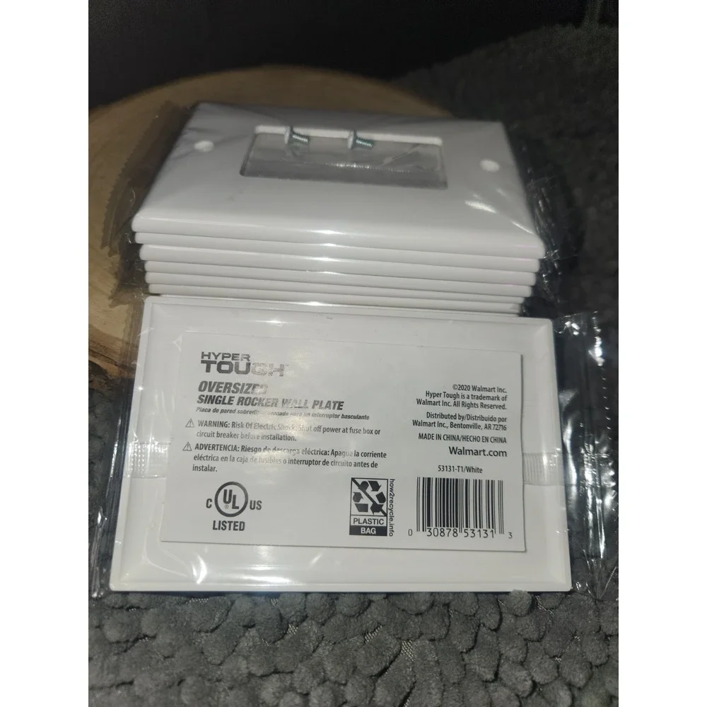 Lot Of 8~Hyper Tough-Oversized‎ Single Rocker Wall Plate (White)~NEW IN PACKAGE